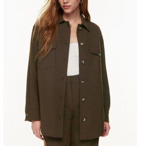 WILFRED Crepette Ganna Shirt Jacket Dark Charcoal Grey XS ARITZIA